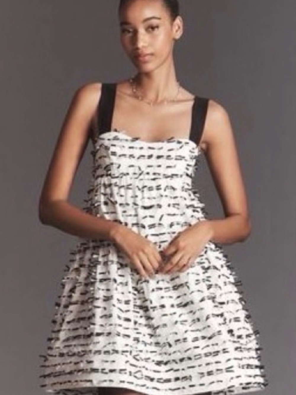 Anthropologie Mini Swing Dress NWT Black and White Textured